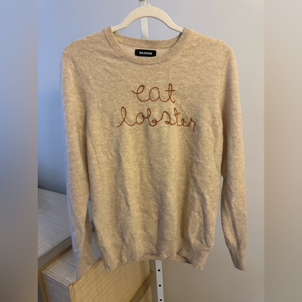 🦞 100% Cashmere “Eat Lobster” Embroidered Sweater 🦞